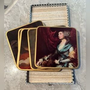 Vintage WIN-EL-WARE Victorian Portrait Coasters w/Hard Case